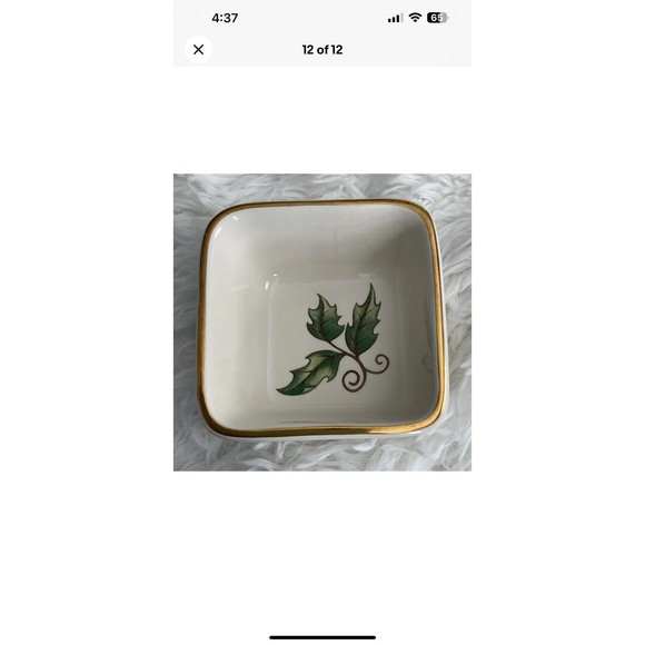 Holly Holiday Pedestal Platter W/Condiment Dishes Scalloped Edge VTG -RARE -HTF - Picture 12 of 12